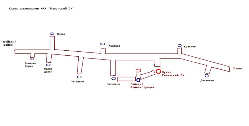 Схема размещения МКУ «Раменский СК».